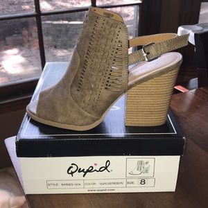 Everywhere To Go Taupe Peep Toe Heels